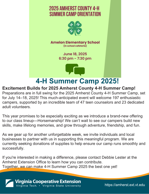 Article about 4-H Summer Camp and Orientation on June 18, 2025